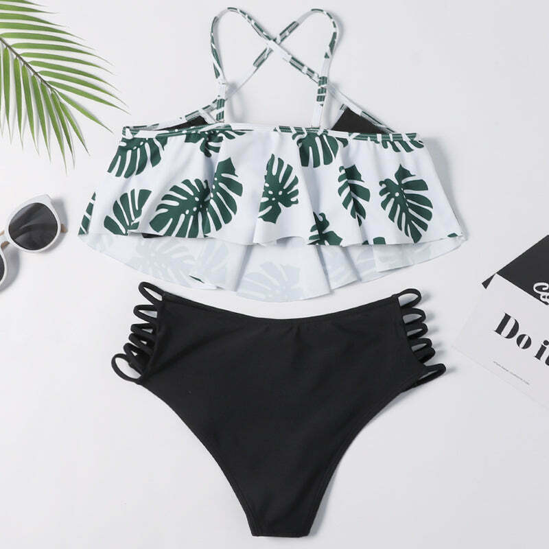 Grunge Aesthetic Cut Out Leaf Bikini Set - Y2K Fashion Swimwear Grunge Aesthetic Cut Out Leaf Bikini Set - Y2K Fashion Swimwear