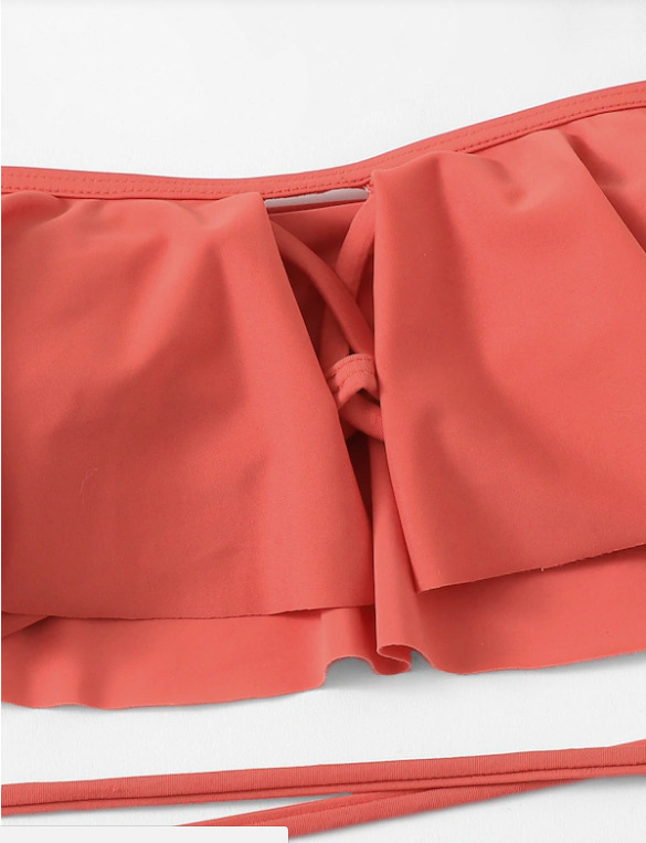 Grunge Aesthetic Flounce Off-The-Shoulder Bikini Set with Y2K Fashion Vibe Grunge Aesthetic Flounce Off-The-Shoulder Bikini Set with Y2K Fashion Vibe