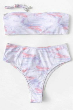 Grunge Aesthetic Goldfish Print Bandeau Bikini Set - Y2K Fashion Swimwear