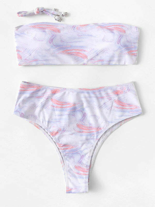 Grunge Aesthetic Goldfish Print Bandeau Bikini Set - Y2K Fashion Swimwear Grunge Aesthetic Goldfish Print Bandeau Bikini Set - Y2K Fashion Swimwear