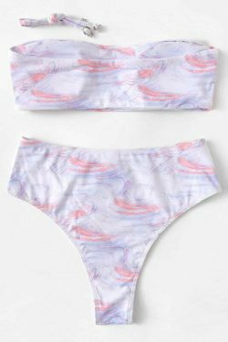 Grunge Aesthetic Goldfish Print Bandeau Bikini Set - Y2K Fashion Swimwear