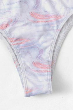 Grunge Aesthetic Goldfish Print Bandeau Bikini Set - Y2K Fashion Swimwear