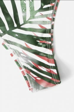 Grunge Aesthetic One Shoulder Leaf Print Bikini