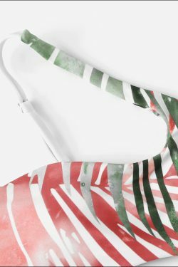 Grunge Aesthetic One Shoulder Leaf Print Bikini