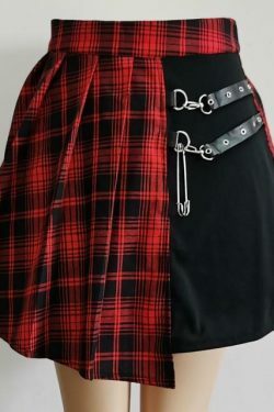 Harajuku Gothic Plaid Skirt - Y2K Fashion with Coquette Aesthetic