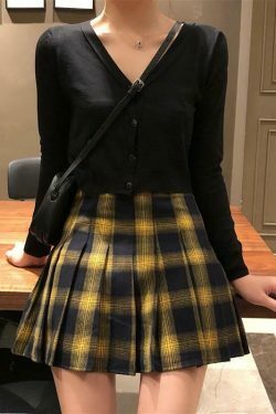 Harajuku Plaid Skirt - Y2K Fashion Statement with Coquette Aesthetic & Grunge Style