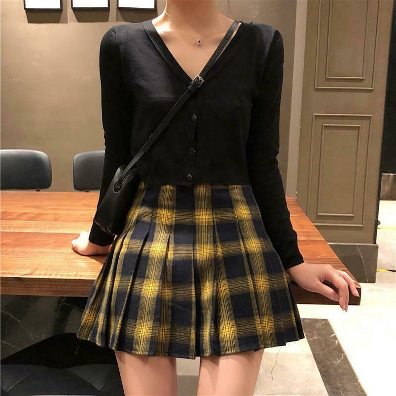 Harajuku Plaid Skirt - Y2K Fashion Statement with Coquette Aesthetic & Grunge Style