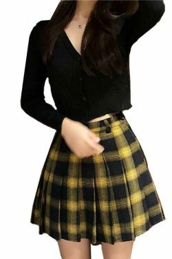 Harajuku Plaid Skirt - Y2K Fashion Statement with Coquette Aesthetic & Grunge Style