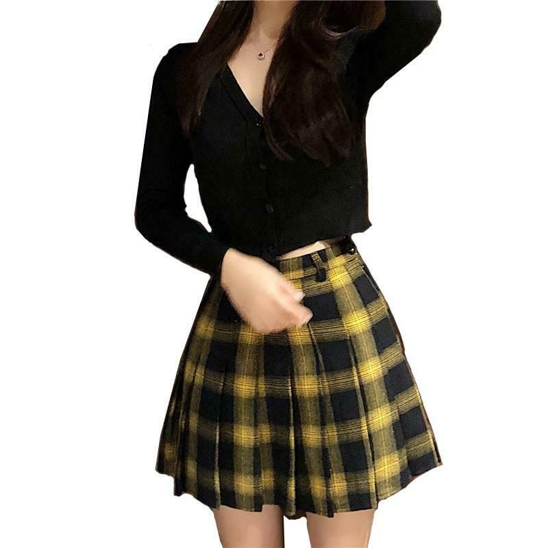 Harajuku Plaid Skirt - Y2K Fashion Statement with Coquette Aesthetic & Grunge Style