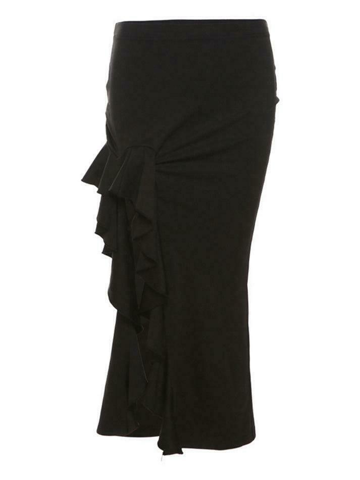 High Waist Irregular Split Goth Skirt - Y2K Fashion Statement Piece for Edgy Style Enthusiasts