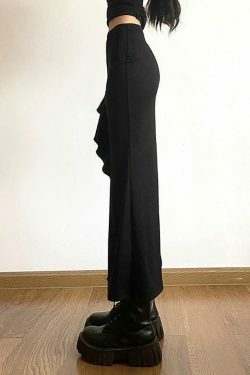 High Waist Irregular Split Goth Skirt - Y2K Fashion Statement Piece for Edgy Style Enthusiasts