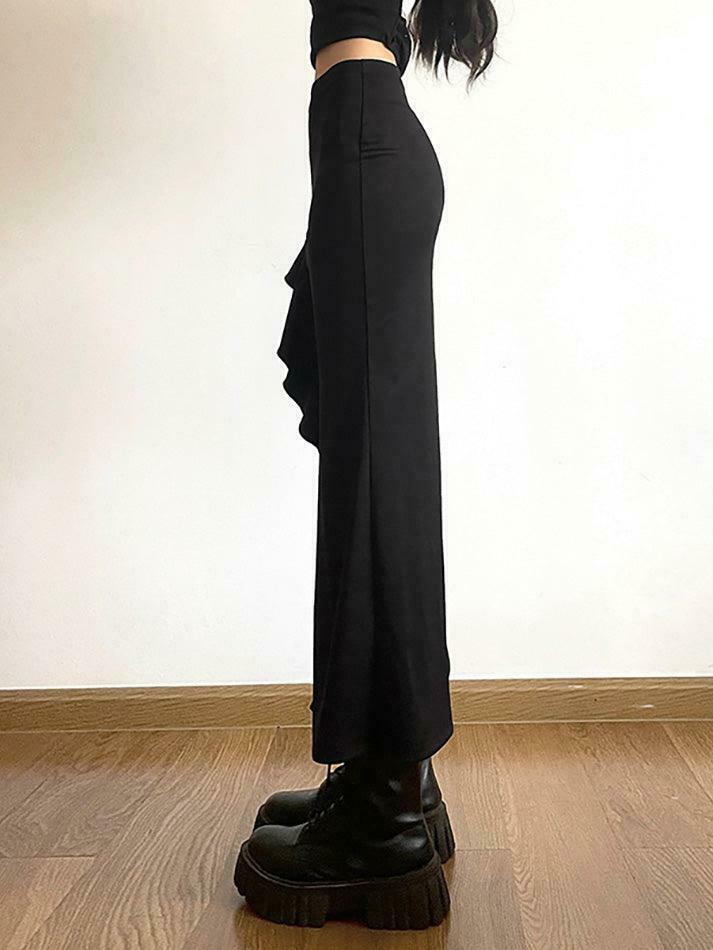 High Waist Irregular Split Goth Skirt - Y2K Fashion Statement Piece for Edgy Style Enthusiasts