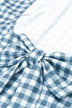 Houndstooth Print Bow Slim Tank Top - Y2K Fashion Coquette Aesthetic Grunge Style Cute Tops