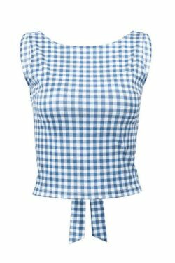 Houndstooth Print Bow Slim Tank Top - Y2K Fashion Coquette Aesthetic Grunge Style Cute Tops