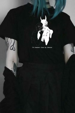 I'm Meaner Than My Demons Graphic Tee - Y2K Fashion Statement Piece for Women