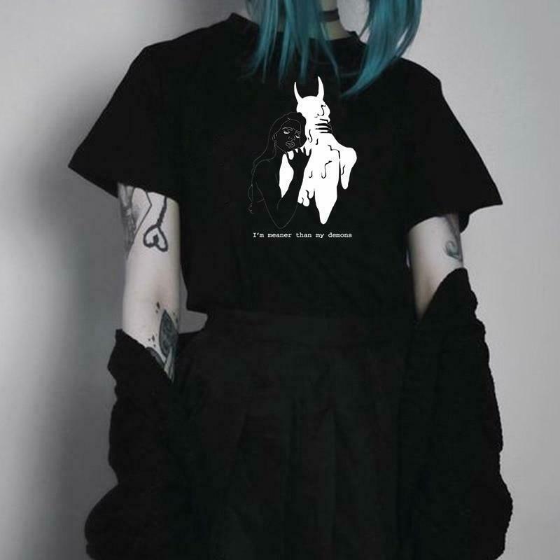 I'm Meaner Than My Demons Graphic Tee - Y2K Fashion Statement Piece for Women I'm Meaner Than My Demons Graphic Tee - Y2K Fashion Statement Piece for Women