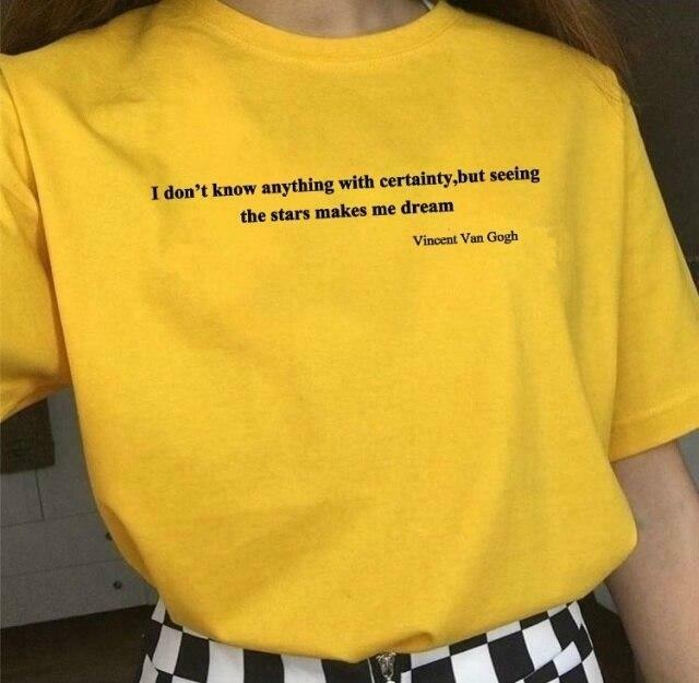 I Don't Know Anything With Certainty Van Gogh T-Shirt - Y2K Aesthetic Coquette Fashion I Don't Know Anything With Certainty Van Gogh T-Shirt - Y2K Aesthetic Coquette Fashion