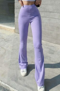 I Purple U' Aesthetic Flared Bottom Pants - Y2K Fashion Statement for Women