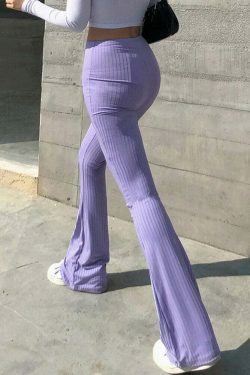I Purple U' Aesthetic Flared Bottom Pants - Y2K Fashion Statement for Women