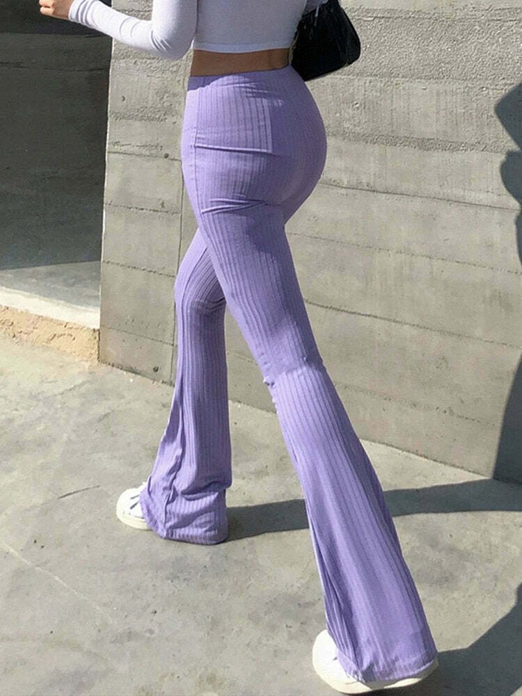 I Purple U' Aesthetic Flared Bottom Pants - Y2K Fashion Statement for Women I Purple U' Aesthetic Flared Bottom Pants - Y2K Fashion Statement for Women