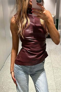 Iconic Asymmetrical Sleeveless T-Shirt - Y2K Fashion with Coquette Aesthetic