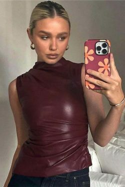 Iconic Asymmetrical Sleeveless T-Shirt - Y2K Fashion with Coquette Aesthetic