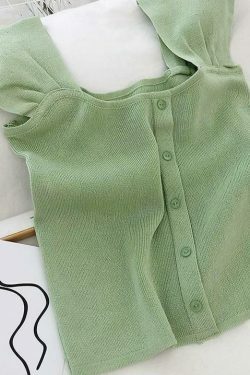 Indie Aesthetic Buttoned Crop Top for Y2K Fashion - Coquette & Grunge Style