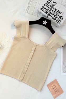 Indie Aesthetic Buttoned Crop Top for Y2K Fashion - Coquette & Grunge Style