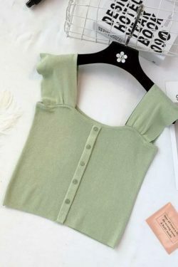 Indie Aesthetic Buttoned Crop Top for Y2K Fashion - Coquette & Grunge Style