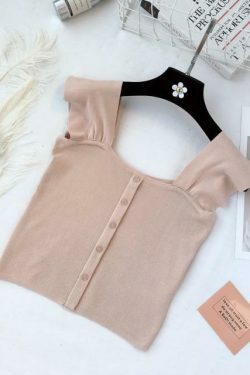 Indie Aesthetic Buttoned Crop Top for Y2K Fashion - Coquette & Grunge Style