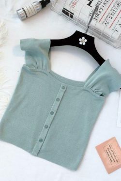 Indie Aesthetic Buttoned Crop Top for Y2K Fashion - Coquette & Grunge Style