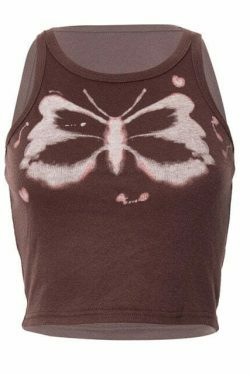Indie Butterfly Crop Top - Y2K Fashion Aesthetic with Coquette and Grunge Style Elements