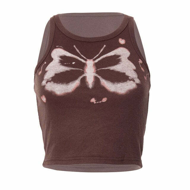 Indie Butterfly Crop Top - Y2K Fashion Aesthetic with Coquette and Grunge Style Elements Indie Butterfly Crop Top - Y2K Fashion Aesthetic with Coquette and Grunge Style Elements