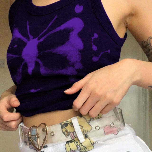Indie Butterfly Crop Top - Y2K Fashion Aesthetic with Coquette and Grunge Style Elements Indie Butterfly Crop Top - Y2K Fashion Aesthetic with Coquette and Grunge Style Elements