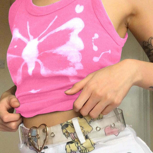 Indie Butterfly Crop Top - Y2K Fashion Aesthetic with Coquette and Grunge Style Elements Indie Butterfly Crop Top - Y2K Fashion Aesthetic with Coquette and Grunge Style Elements