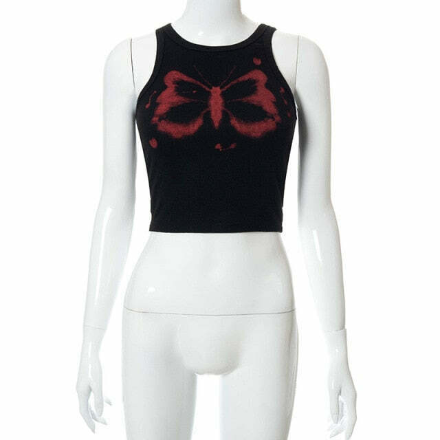 Indie Butterfly Crop Top - Y2K Fashion Aesthetic with Coquette and Grunge Style Elements Indie Butterfly Crop Top - Y2K Fashion Aesthetic with Coquette and Grunge Style Elements