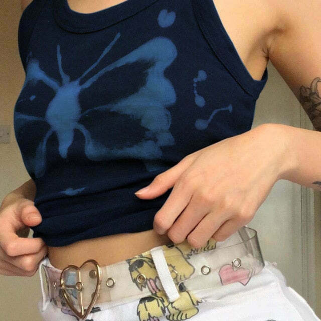 Indie Butterfly Crop Top - Y2K Fashion Aesthetic with Coquette and Grunge Style Elements Indie Butterfly Crop Top - Y2K Fashion Aesthetic with Coquette and Grunge Style Elements