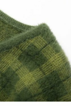 Indie Girl Green Cropped Sweater - Y2K Aesthetic Coquette Style for Women's Fashion