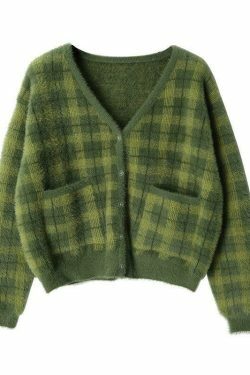 Indie Girl Green Cropped Sweater - Y2K Aesthetic Coquette Style for Women's Fashion