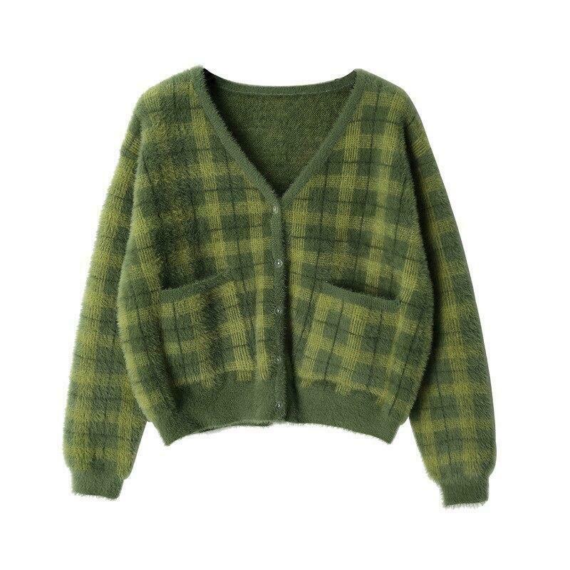 Indie Girl Green Cropped Sweater - Y2K Aesthetic Coquette Style for Women's Fashion Indie Girl Green Cropped Sweater - Y2K Aesthetic Coquette Style for Women's Fashion