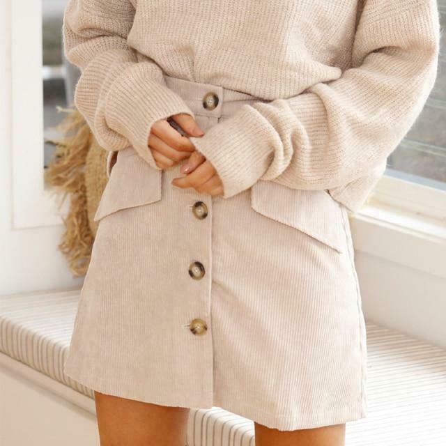 Indie Girl Vintage Corduroy Mini Skirt - Y2K Aesthetic Fashion for Women