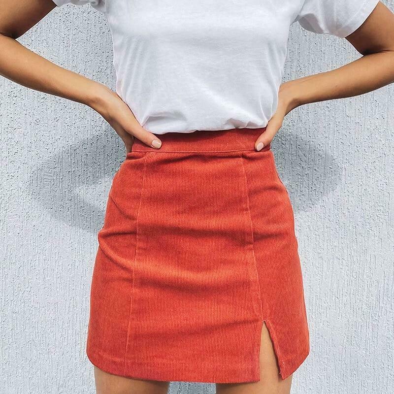 Indie Girl Vintage Corduroy Mini Skirt - Y2K Aesthetic Fashion for Women