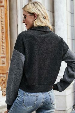 Indie Polar Stand Collar Zippered Black Jacket - Y2K Fashion Aesthetic for Women