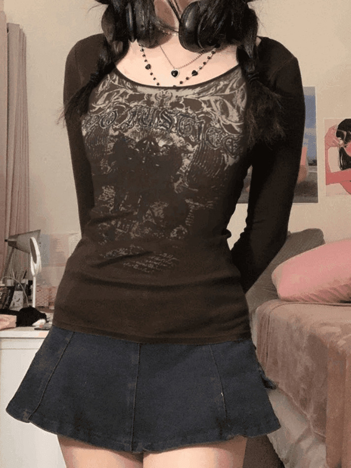 Justice Goth Punk Long Sleeve Tee - Y2K Aesthetic Fashion for Women - Coquette Style Grunge Outfit Justice Goth Punk Long Sleeve Tee - Y2K Aesthetic Fashion for Women - Coquette Style Grunge Outfit