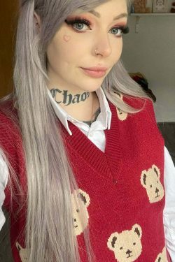 Kare Bear Printed Vest - Y2K Fashion Coquette Aesthetic Grunge Style Cute Tops Pastel Goth