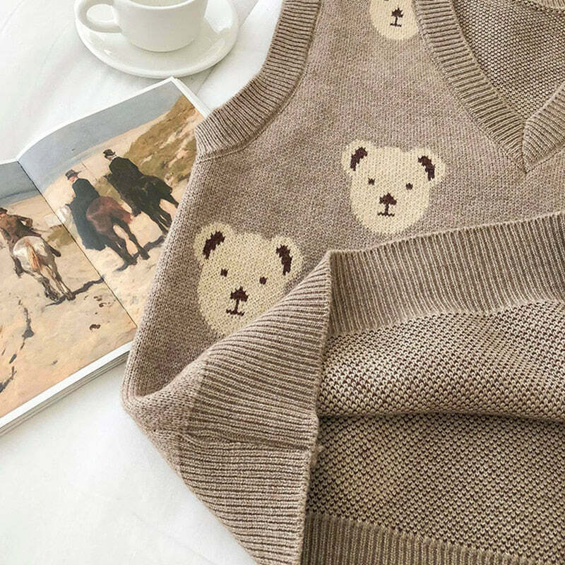 Kare Bear Printed Vest - Y2K Fashion Coquette Aesthetic Grunge Style Cute Tops Pastel Goth Kare Bear Printed Vest - Y2K Fashion Coquette Aesthetic Grunge Style Cute Tops Pastel Goth
