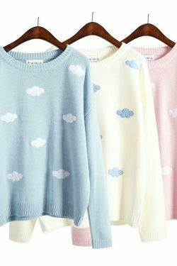 Kawaii Clouds Soft Sweater - Y2K Aesthetic Fashion for Women - Coquette & Grunge Style Tops