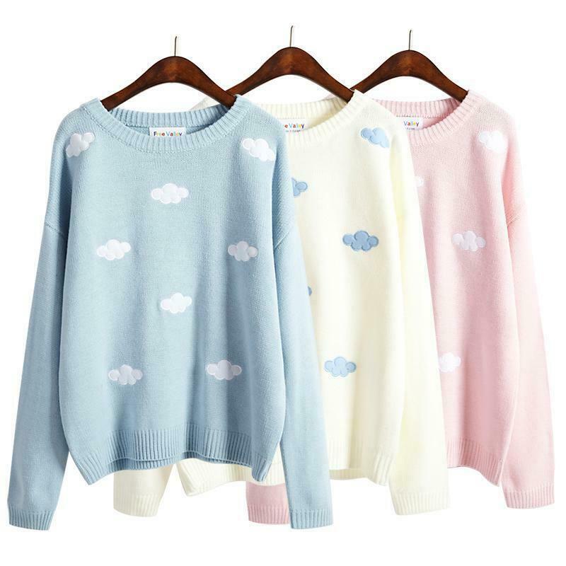 Kawaii Clouds Soft Sweater - Y2K Aesthetic Fashion for Women - Coquette & Grunge Style Tops Kawaii Clouds Soft Sweater - Y2K Aesthetic Fashion for Women - Coquette & Grunge Style Tops