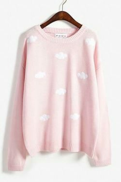 Kawaii Clouds Soft Sweater - Y2K Aesthetic Fashion for Women - Coquette & Grunge Style Tops