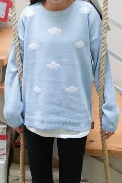 Kawaii Clouds Soft Sweater - Y2K Aesthetic Fashion for Women - Coquette & Grunge Style Tops